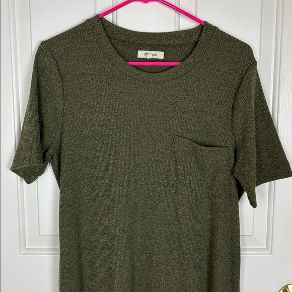 Madewell Olive Green Ribbed Pocket Midi Dress - Size M - Picture 1 of 9